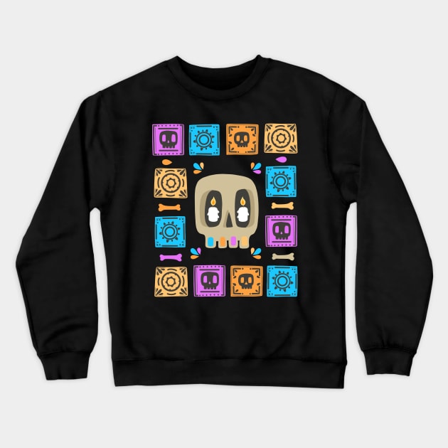 Cute Skull - Día De Los Muerto - papel picado - sugar skull Crewneck Sweatshirt by Scriptnbones